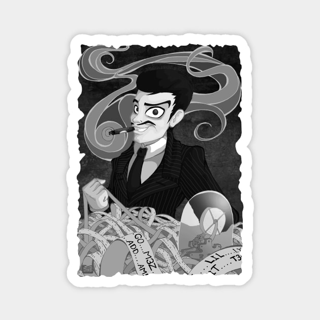 Classic Gomez Addams- Black and White Magnet by Happy Bitey Snake