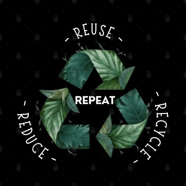 Recycling Logo with Leaves and Green Plants. Go Green, Recycle Symbol, Save the Earth Earth Day Awareness April 22 by Motistry