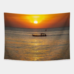 Sunset Boat Tapestry