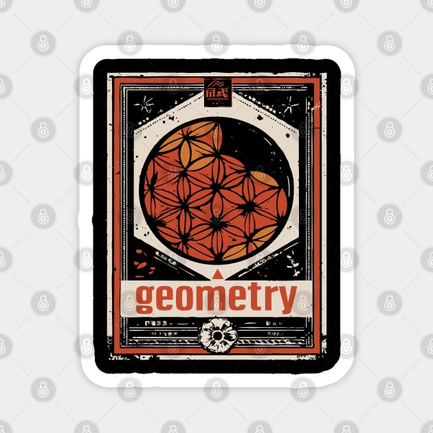 Flower of Life Geometry T-Shirt – Vintage Science & Spirituality Fusion Magnet by TuncGK