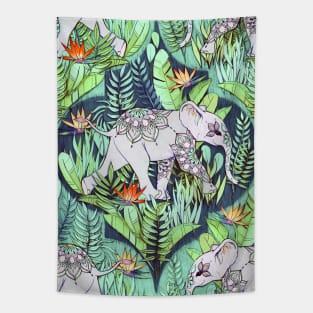 Little Elephant on a Jungle Adventure – faded vintage version Tapestry