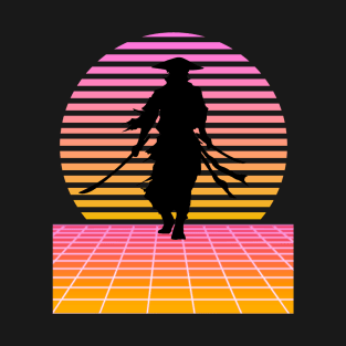 Japanese Samurai Warrior Retro Split Sunset T-Shirt