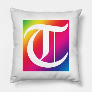 Rainbow White Letter T Pillow