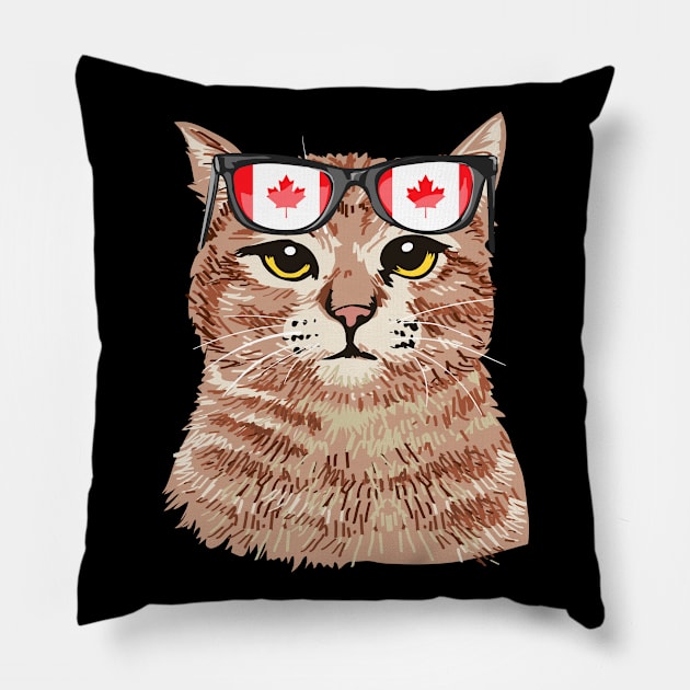 Funny Cat Sunglasses Canadian Flag, Canada Flag Pillow by PaulAksenov