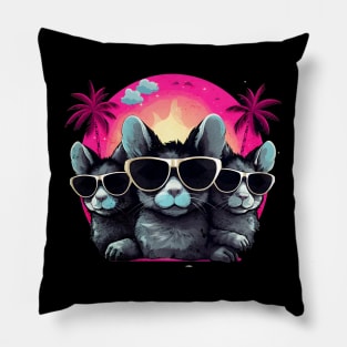 Retro Wave Chinchilla Group Pillow