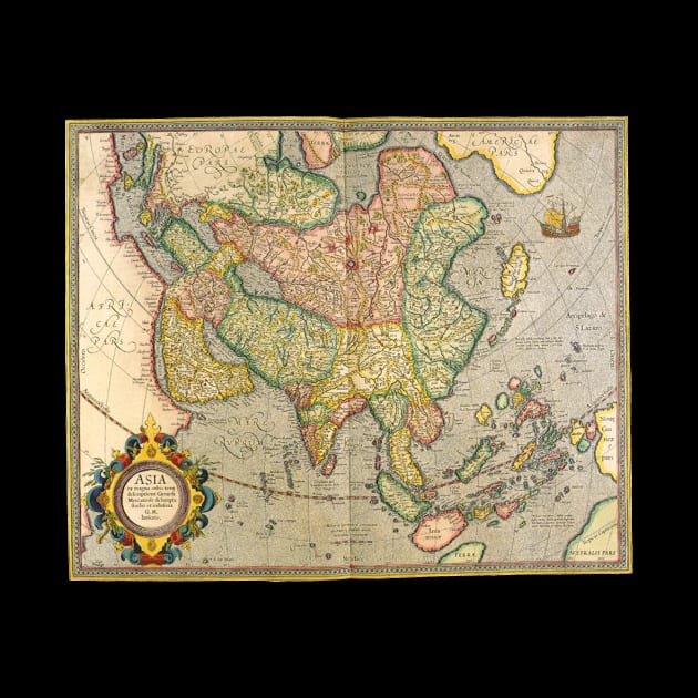 Antique Map of Asia by Gerardus Mercator, 1613 by MasterpieceCafe