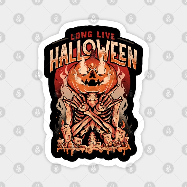 Long Live Halloween - Evil Pumpkin Skull Gift Magnet by eduely