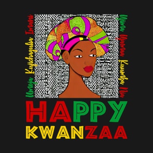 Happy Kwanzaa And Classy African American Woman Female Image T-Shirt