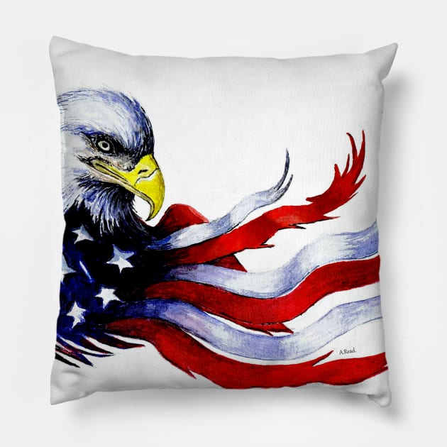 Patriotic Eagle Pillow by arfineart