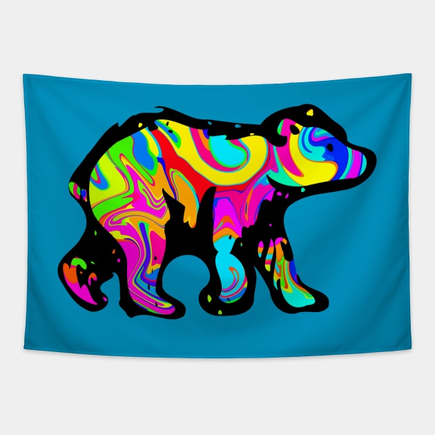 Colorful Bear Cub Tapestry by Shrenk