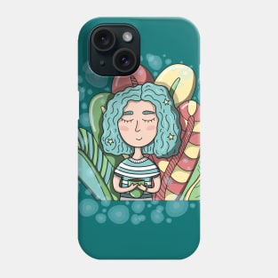 girl with blue hair Phone Case