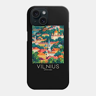 A Pop Art Travel Print of Vilnius - Lithuania Phone Case