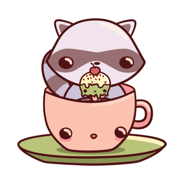 Teacup raccoon with ice cream by mohu