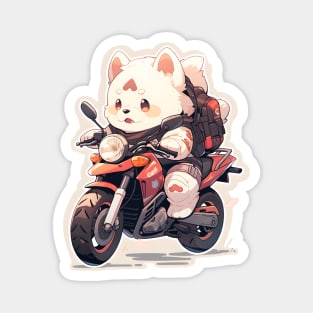 Cartoon Dog Rides Motorcycle to Fun Magnet