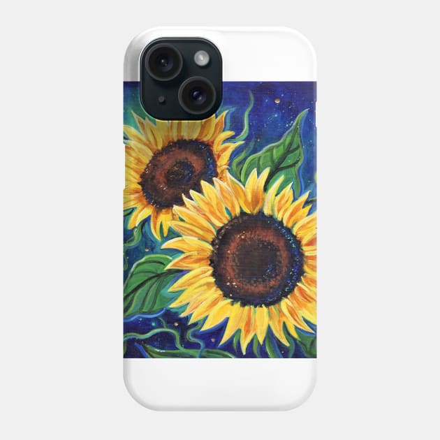 Sunflowers in the night by Renee Lavoie Phone Case by ReneeLLavoie