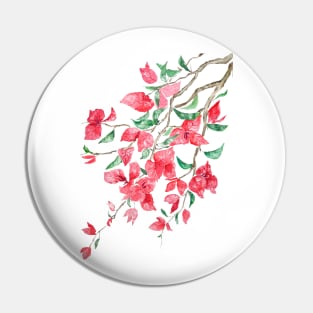 Reddish Pink Bougainvillea flower watercolor 2020 Pin