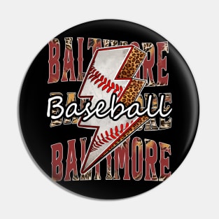 Graphic Baseball Baltimore Proud Name Team Vintage Pin