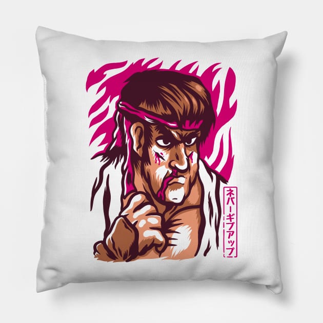 Never Give Up - R Pillow by demonigote