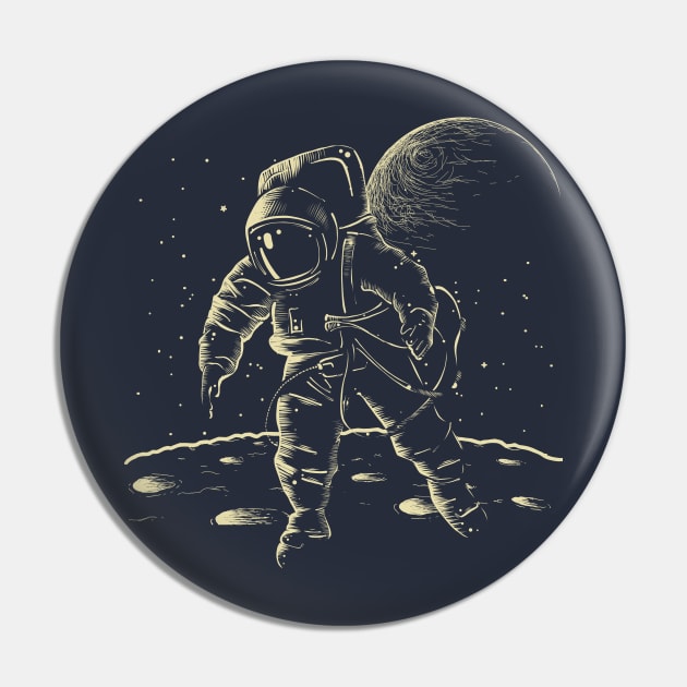 Astronaut in Space, Minimal Design Pin by stephentremblett