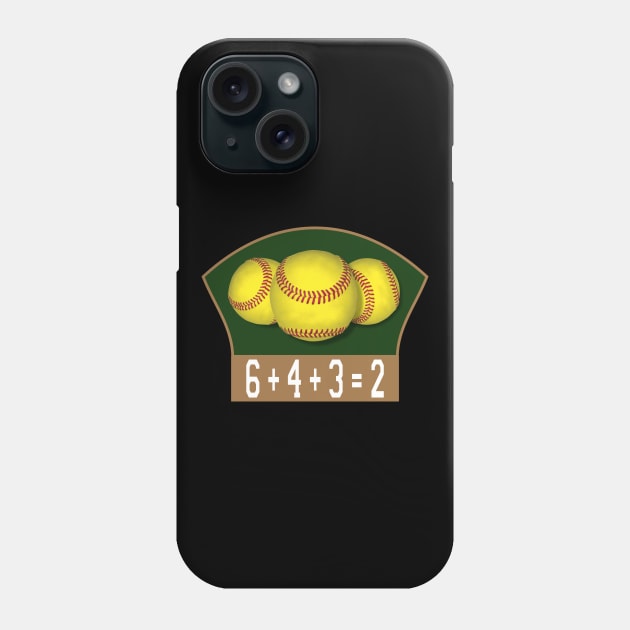 Softball 6+4+3=2 Double Play Phone Case by The Stuff Company
