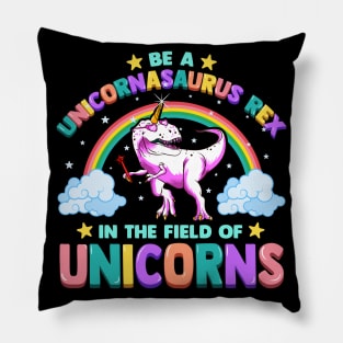 Unicornasaurus Rex Unicorn T-Rex Funny Quotes Humor Sayings Gift Pillow