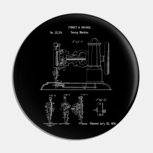 Vintage Sewing Machine Patent Art c1859 Pin