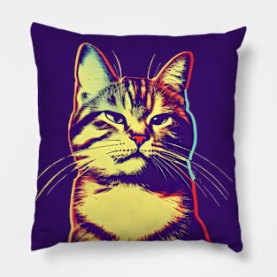 Retro Cat 70s Photo Style Pillow