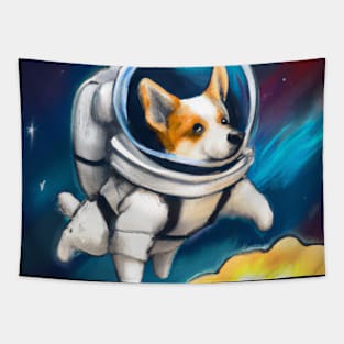 Corgi Astronaut Tapestry