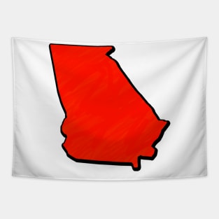 Bright Red Georgia Outline Tapestry