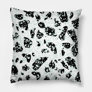 Tripple Terrazzo - Mint Green Black White Modern Speckle Pattern Pillow