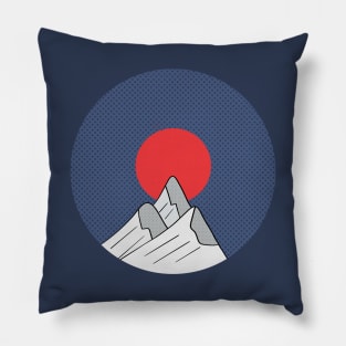 Frozen mountain with red sun Pillow