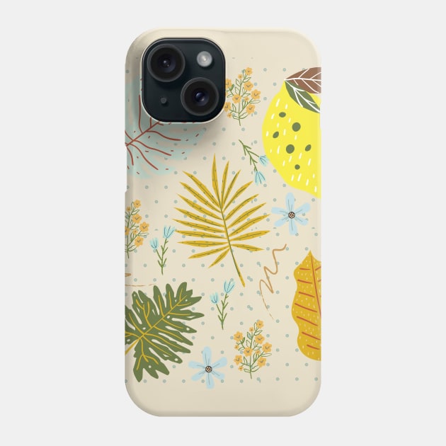 Organic Polka Dot Tropical Lemon Leaves Phone Case by Dear Waistline