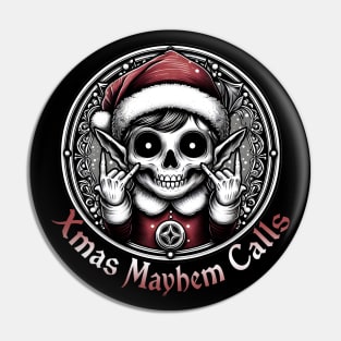 Cute and Creepy Metalhead Christmas Elf Pin