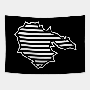 Hornby Island Silhouette in Black and White Stripes - Simple Pattern - Hornby Island Tapestry