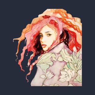 Red Hair Art Nouveau Portrait T-Shirt