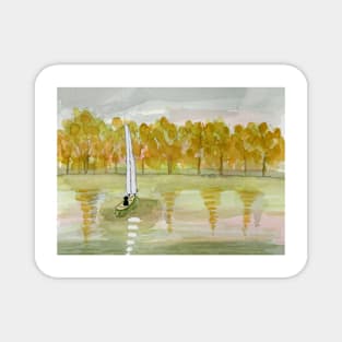 Yellow Reflections Watercolor Painting Magnet