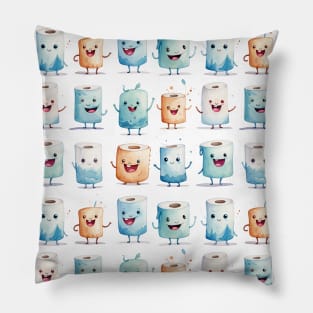 Funny Toilet Rolls Watercolor Pattern #1 Pillow