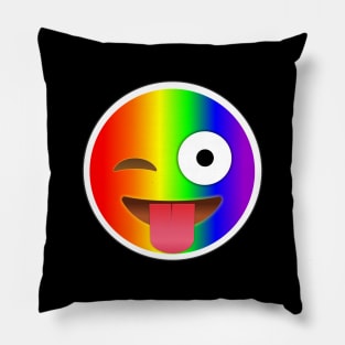 Winking Face with Tongue Emoji Gay | Pop Art Pillow