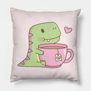 Cute Little Dino Hugging Teacup Pillow