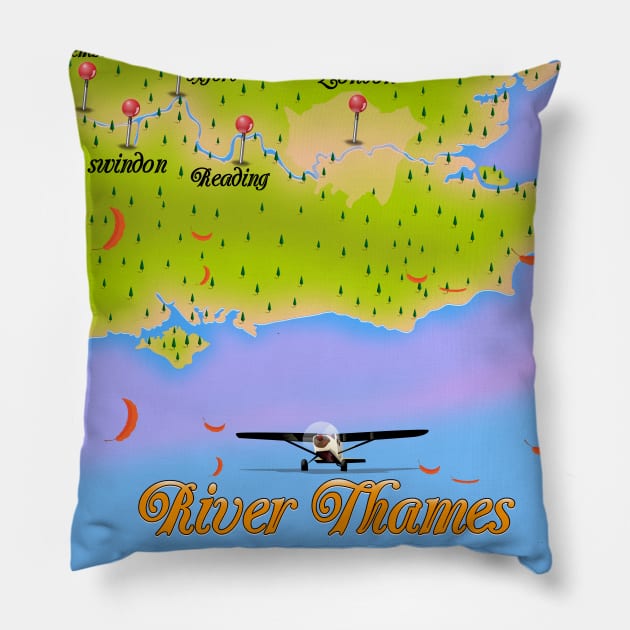 River Thames River map Pillow by nickemporium1