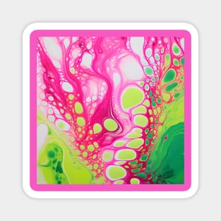 Psychedelic Pink Green Alcohol Ink Magnet