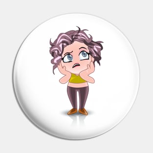 grey eyes curly hair beautiful Girl cartoon character Pin