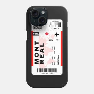 Montreal Boarding Pass Québec Canada YUL Destination Ticket Phone Case