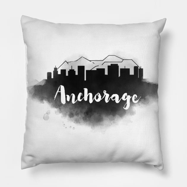 Anchorage watercolor Pillow by kursatunsal