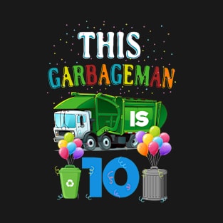 Nine 9 Year Old Birthday Garbage Truck 9th Birthday Party T-Shirt