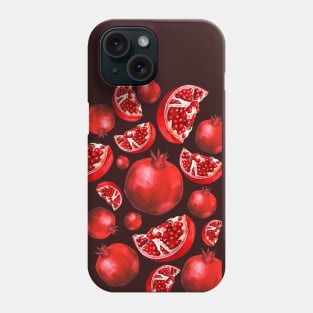 pomegranate watercolor pattern Phone Case