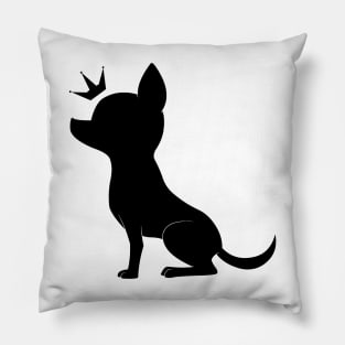 Chihuahua Royalty Silhouette in its Crown Pillow