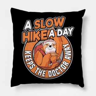 A Slow Hike A Day Funny Vintage Sloth Hiker Gift Pillow