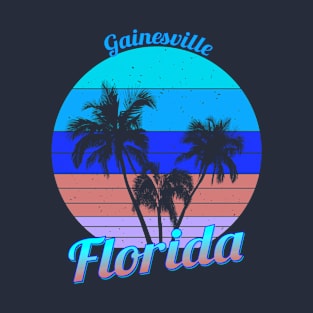 Gainesville Florida Retro Tropical Palm Trees Vacation T-Shirt
