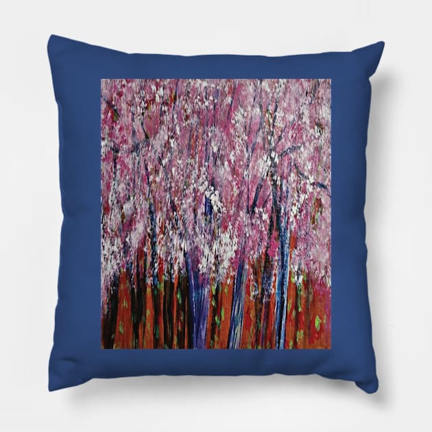 Cherry Trees Pillow by rc1ark